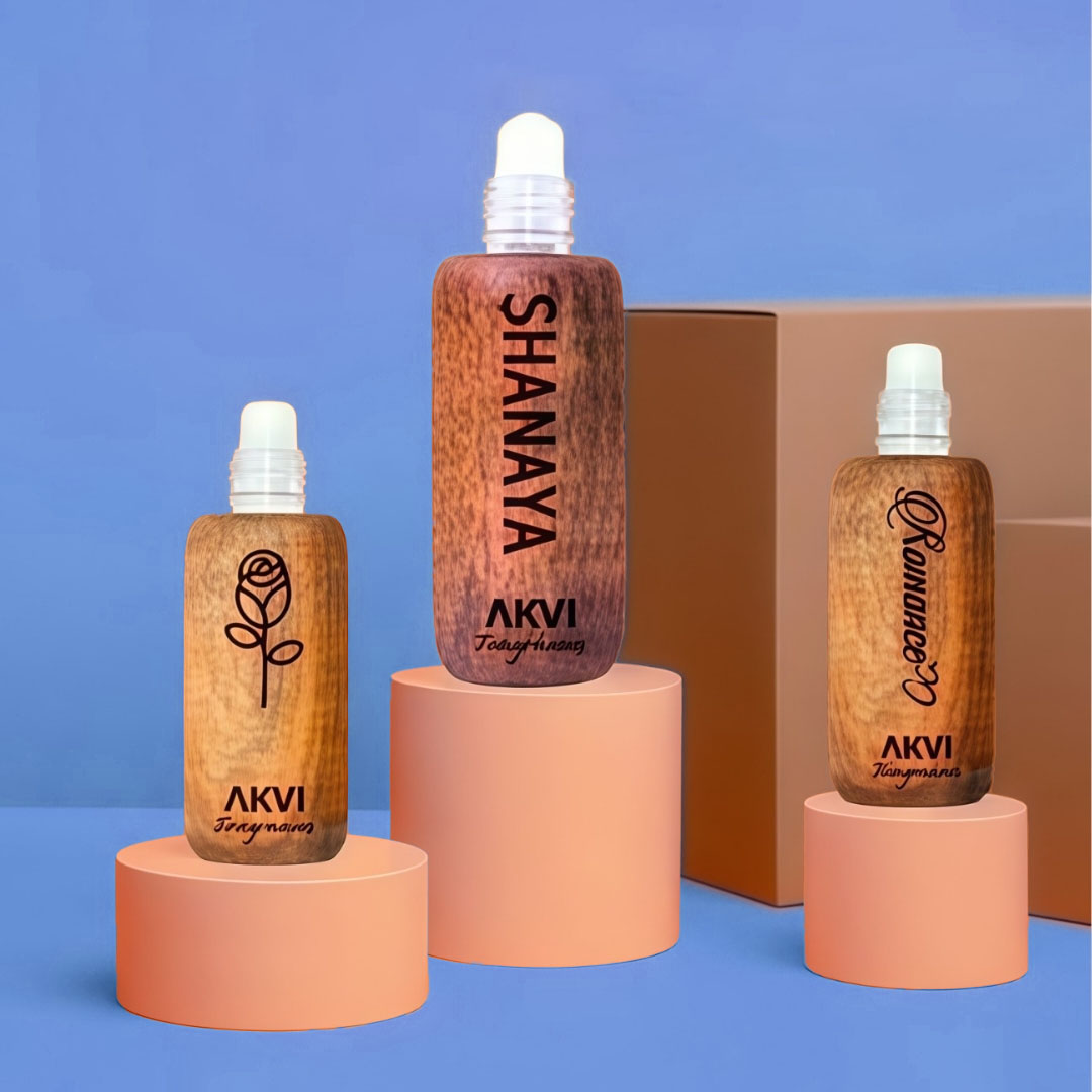 AKVI hand-crafted wooden perfume bottle
