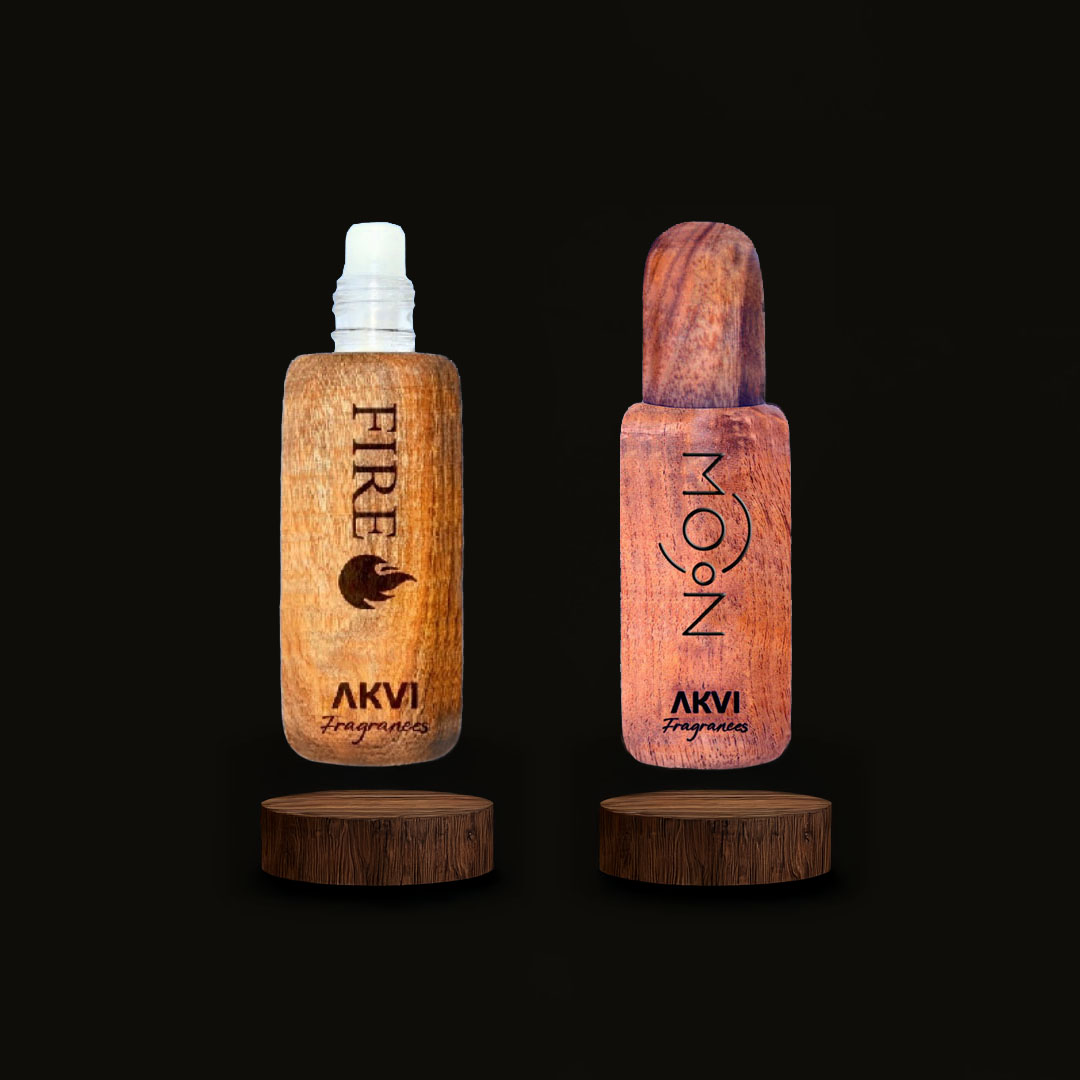 Home AKVI hand-carved wooden fragrance bottle